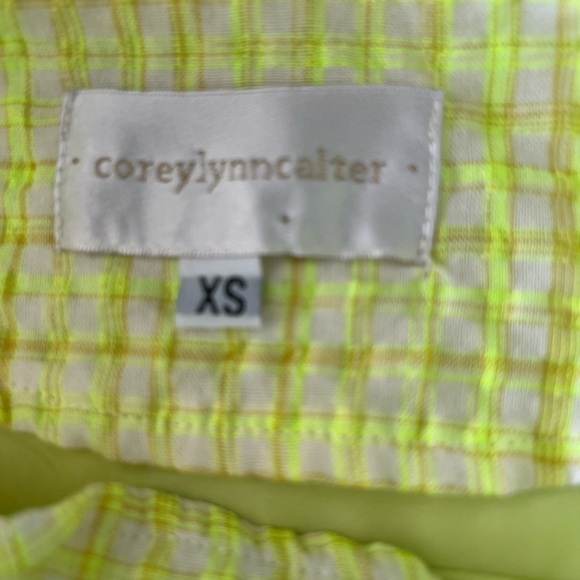 Corey Lynn Calter Piper Mini Dress Yellow Size S 4 6 Cotton Ruffle Hem - Picture 4 of 5